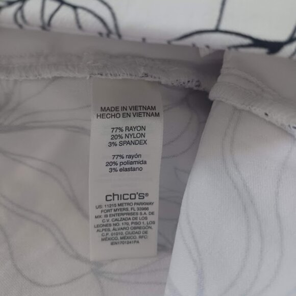Chico’s Perfect Stretch Ankle Pants Sz 12/14 Floral Black White Pull On Stretch - Picture 5 of 9